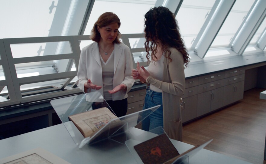 Ariella learns about the tragic story of Layla and Majnun from Harvard scholar and museum curator Aysin Yoltar-Yıldırım.