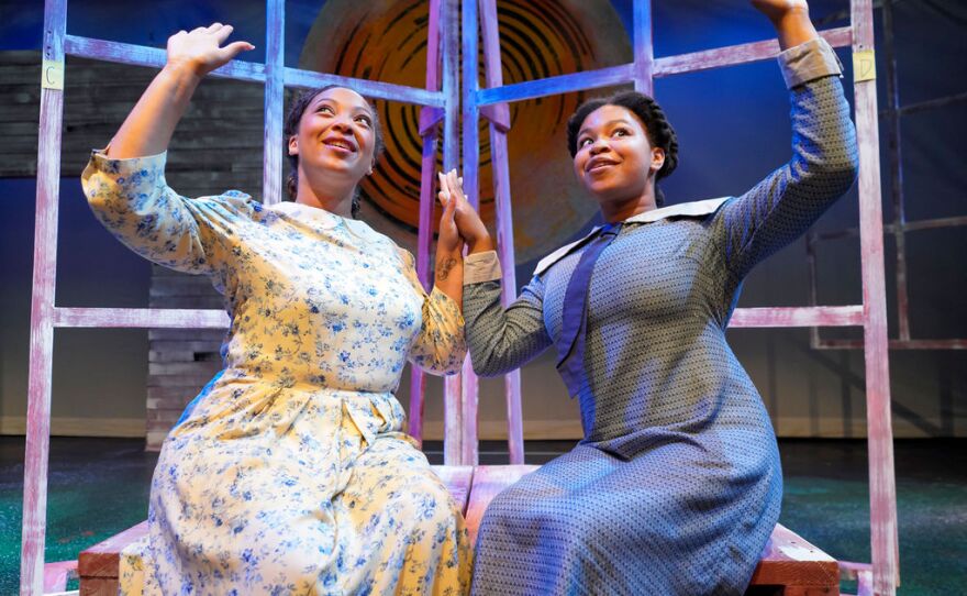 Taylor Renee Henderson is Nettie and Nio Russell is Celie in New Village Arts' production of "The Color Purple."