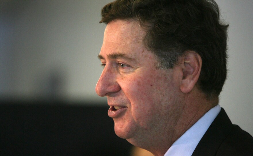 George Allen, a former U.S. senator and Virginia governor, speaks to employees of an auto parts manufacturing plant near Roanoke, Va., on Oct. 5. Allen is trying to recapture the Senate seat he lost in 2006.