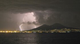 Vesuvius during lightning storm.