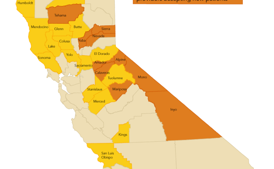 This map shows Denti-CAL access in California by county.