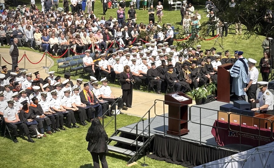 SUNY Maritime College Seniors attended the commencement ceremony at Fort Schuyler in the Bronx, N.Y.