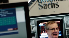 The Goldman Sachs booth on the floor of the New York Stock Exchange.