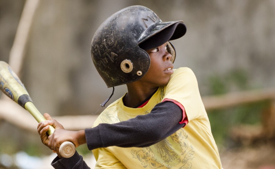 Anderson Desir prepares to swing at a pitch during a tournament in San Pedro de Macoris.