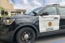 A San Diego Police car is parked in front of their union building, May 3, 2022.