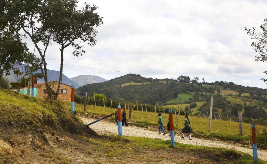 Escuela Rosal sits on a hillside 9,000 feet up in the mountains. It has 33 students, ages 4 through 11, many of whom walk up to an hour to get here from their families' farms.