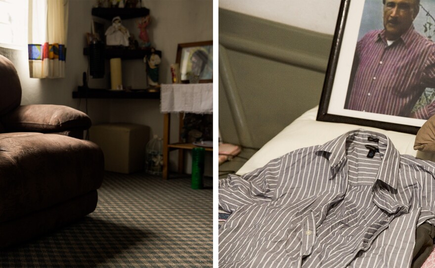An empty chair and an unworn shirt sit in the Quiroz home in June. More than 15 months after Albino Quiroz went missing, the family still has no idea what happened to him.