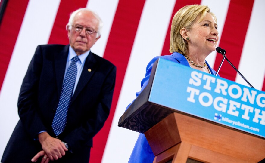 Democratic presidential candidate Hillary Clinton spoke as Bernie Sanders endorsed her earlier this month.