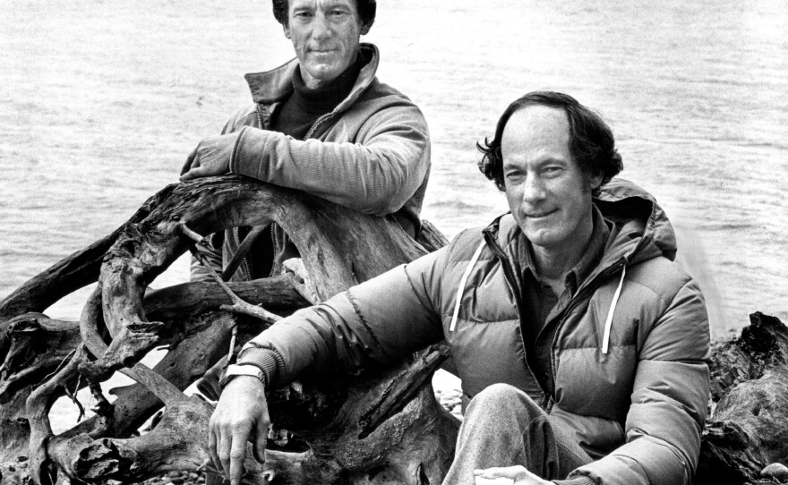 Lou Whittaker, left, and his brother Jim Whittaker, right, pose for a portrait at Jim's house, in 1980, in Seattle.