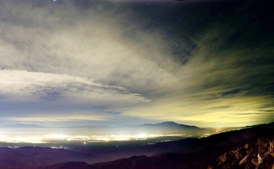 Light pollution over Joshua Tree National Park in Southern California.