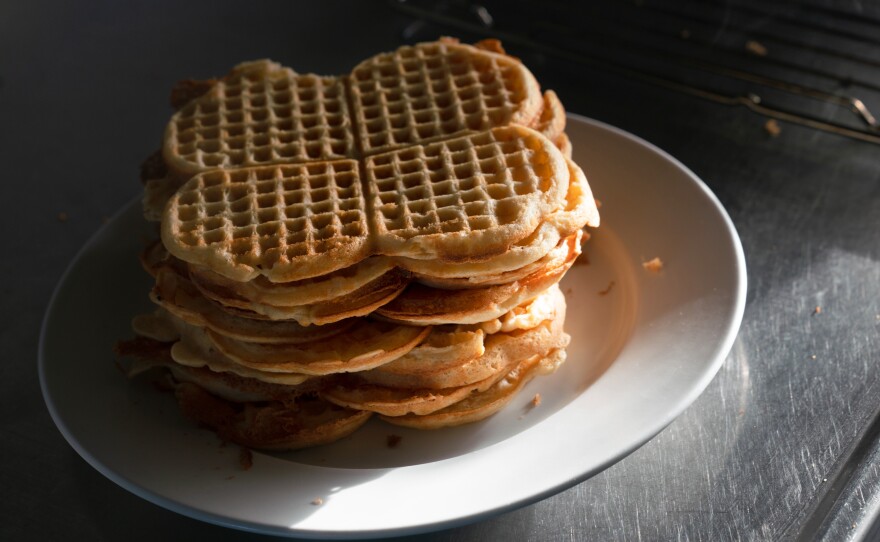 These waffles were made by Sander Bader, 19, in the observation post where he and other privates stay while they keep an eye on the Russian border activities.