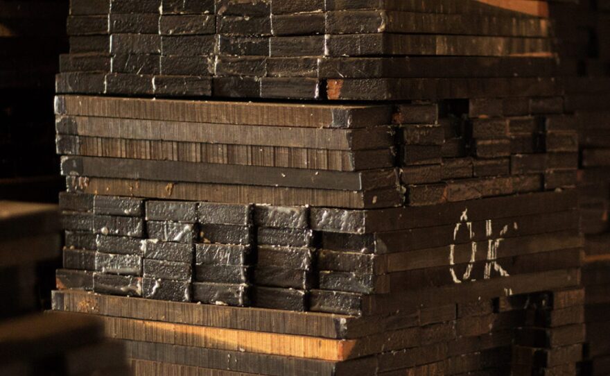 Stacks of cut ebony at the lumber mill in Cameroon in this undated photo.