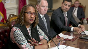 State Sen. Holly Mitchell, D-Los Angeles, chair of the Senate budget committee discusses the state budget agreement reached between Gov. Jerry Brown and Democratic lawmakers, Tuesday, June 13, 2017.

