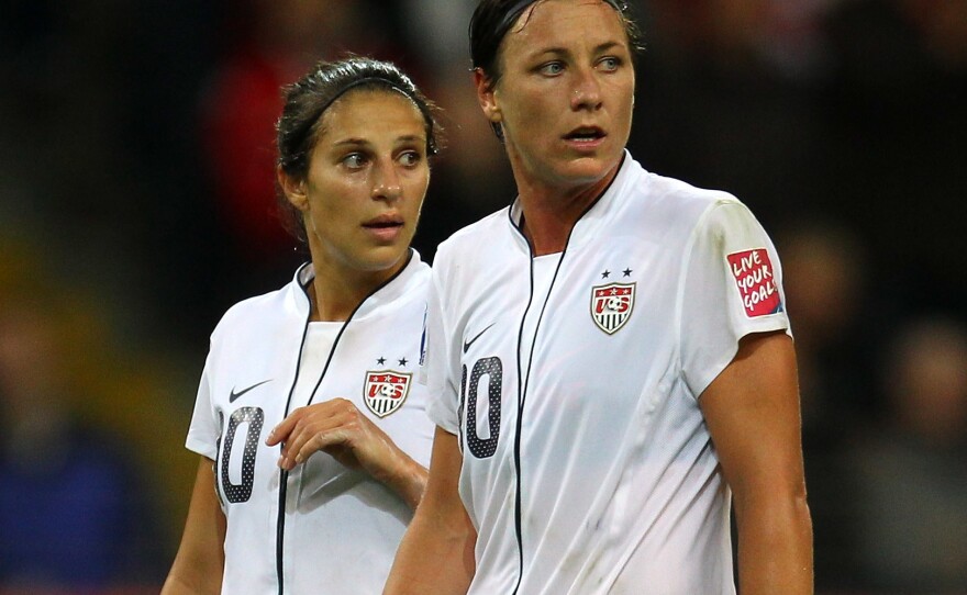 In the first half of Lloyd's career, she played alongside Abby Wambach, one of the most prolific scorers the game has ever seen. Lloyd (left) and Wambach are seen here during a 2011 World Cup match in Germany.