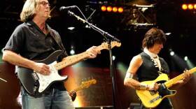 Grammy Award-winning guitar superstar Eric Clapton and Jeff Beck perform on stage together for the third Crossroads Guitar Festival at Toyota Park in Chicago, June 2010. 