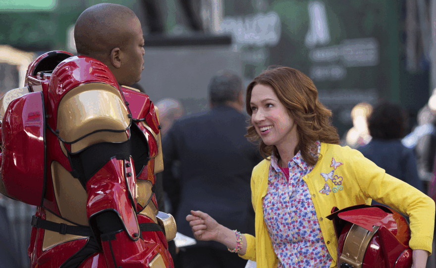 Ellie Kemper, right, stars with Tituss Burgess in the Netflix series Unbreakable Kimmy Schmidt.