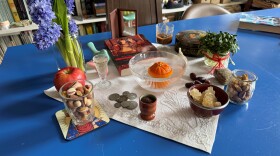 Nozlee Samadzadeh's haft sin — a traditional table set for Nowruz featuring symbolic objects.