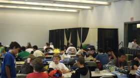 Players battle at the Pokémon Tournament, one of the most popular youth events at Comic-Con's Kids' Day. 