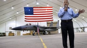 U.S. Defense Secretary Chuck Hagel thanks troops for their service at an undisclosed location in Southwest Asia, April 25, 2013.