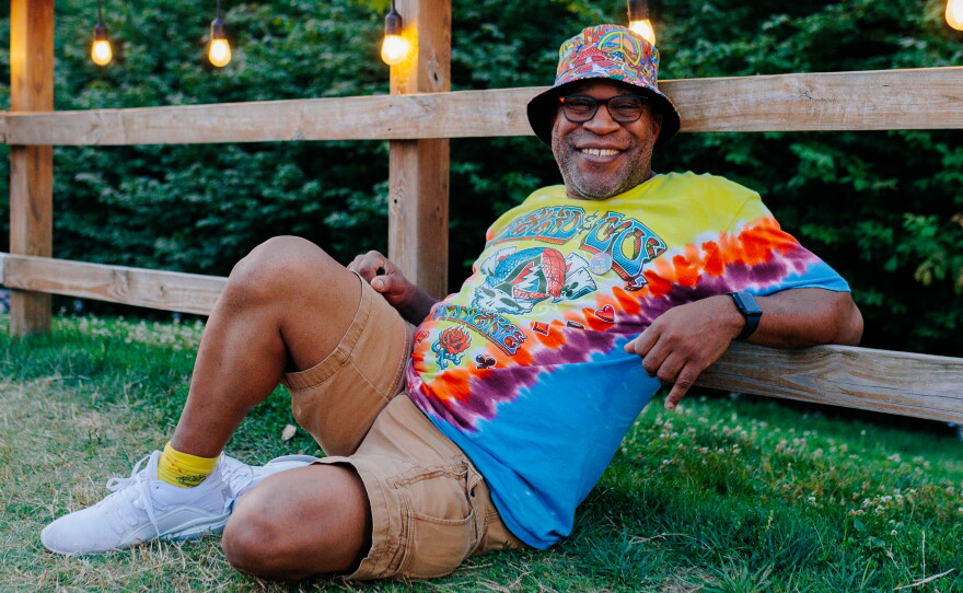 Dabien Floyd, 53, watches Widespread Panic perform during All Good Now festival at Merriweather Post Pavilion. It's Floyd's second year attending the festival and he's a somewhat new listener of The Grateful Dead. He saw a Dead & Company show at The Sphere in Las Vegas. "It was the most amazing live music experience of my life" he said.