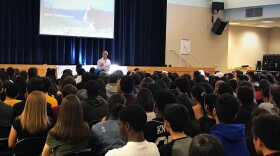 Gene Baur talked to students at Olympian High School in Chula Vista, Jan. 31, 2018.