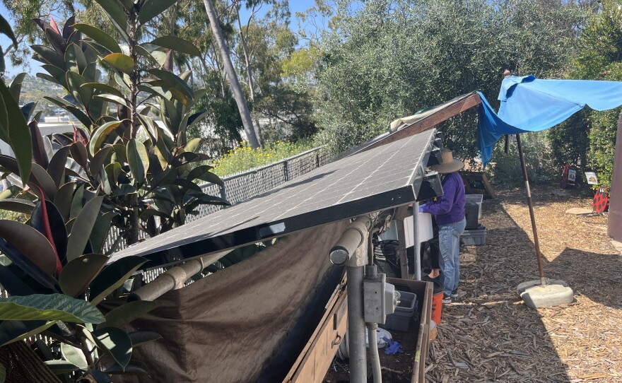 Solar panels cover the top of a compost area at Solana Center for Environmental Innovation in Encinitas, March 23, 2026.
