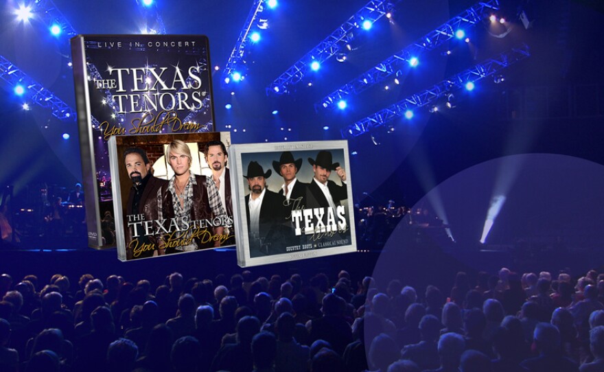 Give at the $180 level during our membership campaign and receive the "The Texas Tenors - You Should Dream" CD & DVD combo, plus the "The Texas Tenors: Country Roots – Classical Sounds" CD. This gift also includes enrollment in the myKPBS Savers Club plus additional online access to more than 130,000 merchant offers and printable coupons, as well as a KPBS License Plate Frame (if you're a new member).