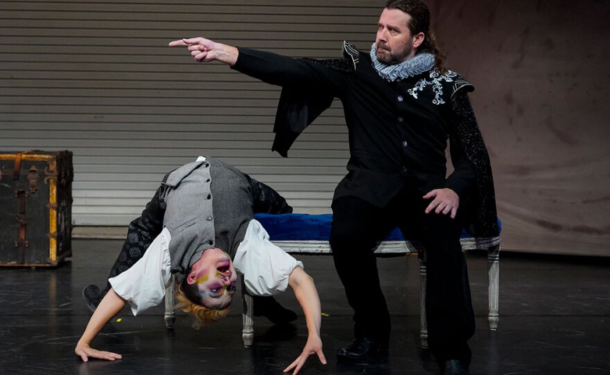 Actors Kaylin Saur and Nick Kennedy are shown in Loud Fridge Theatre Company's production of "Twelfth Night of the Living Dead," on stage through July 7, 2024.