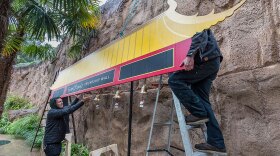 San Diego Zoo’s popular red and gold Giant Panda Friendship Wall was dismantled April 30, 2019, marking the end of a month-long farewell celebration for the pandas. 