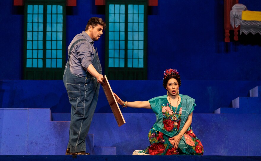 Mezzo-soprano Guadalupe Paz is Frida Kahlo and baritone Alfredo Daza is Diego Rivera in the world premiere of "El último sueño de Frida y Diego" ("The Last Dream of Frida and Diego") by composer Gabriela Lena Frank and librettist Nilo Cruz.