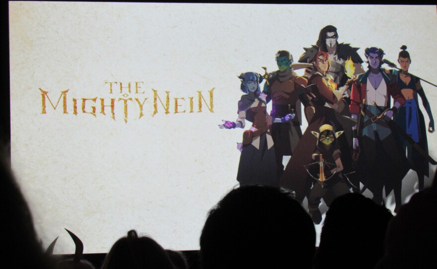 A graphic showing characters from the new animated series "The Mighty Nein" are shown on July 24, 2025. The show is set to premiere on Nov. 19.
