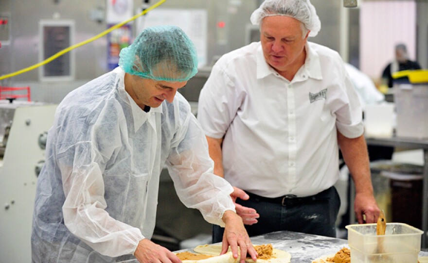 Host Phil Rosenthal at the Homeboy Bakery in Los Angeles.