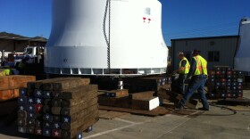 Edison workers unpack one of two new reactor vessel heads at the San Onofre Nuclear Generating Station, Monday, Dec. 13, 2010.