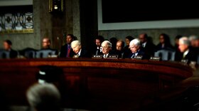 Sens. Joe Lieberman (I-CT, left), Carl Levin (D-MI, center) and John McCain (R-AZ), the ranking member of the Senate  Armed Services Committee, listen during a hearing about the  military's "don't ask, don't tell" policy Thursday on Capitol Hill.