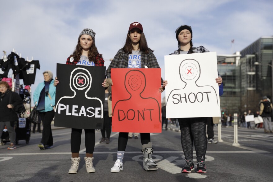 Susan Getis, 17 (from left), Leyla Kolbai, 17, and Jilian Donahue, 18, are all seniors at Riverside High School in Leesburg, Va.