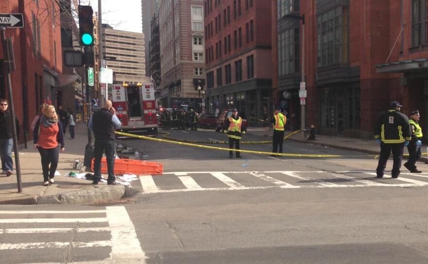 A Boston street after the explosions near the Boston Marathon.