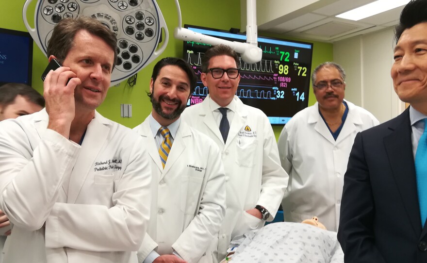 The Johns Hopkins surgical team (left to right) Richard Redett, Trinity Bivalacqua, Brandacher Gerald, Arthur "Bud" Burnett and Andrew Lee.