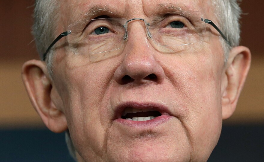 Senate Majority Leader Harry Reid of Nevada speaks at a news conference last week on the government shutdown.