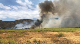 A photo tweeted out by @CALFIRESANDIEGO shows the Agua Fire east of Pala Casino, May 22, 2018. 