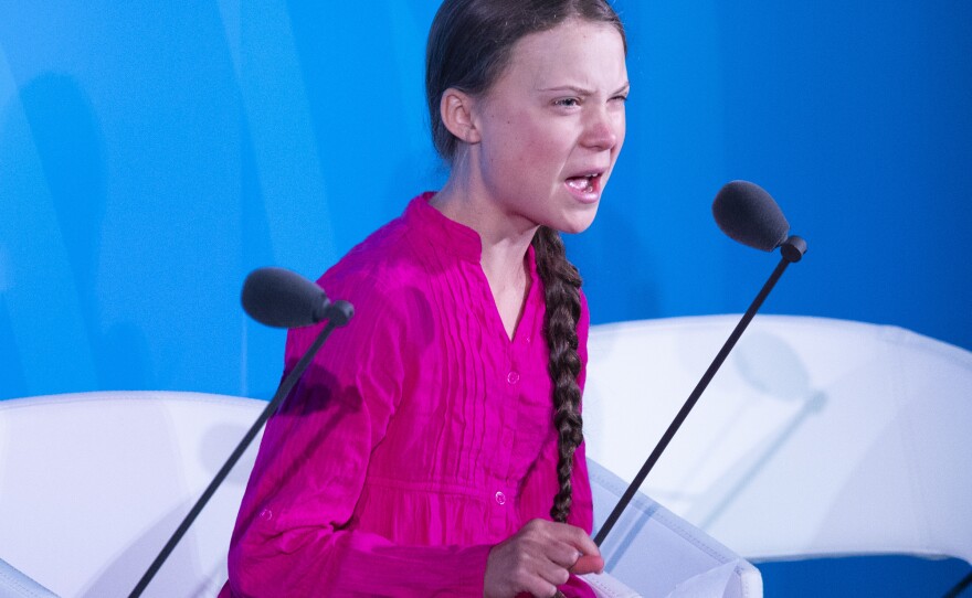 "We'll be watching you," Thunberg told world leaders Monday, speaking at the U.N. Climate Action Summit in New York City.