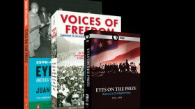 Give $25 a month or $300 all at once and receive the Eyes on the Prize Combo: featuring the series 3-DVD set, the “Eyes on the Prize America's Civil Rights Years 1954-1965 25th Anniversary” book, and the “Voices of Freedom” book. This gift includes a KPBS License Plate Frame (if you're a new member). Also enjoy access to KPBS Passport and myKPBS Film Club. The 3-DVD set only is available at the $120 level.