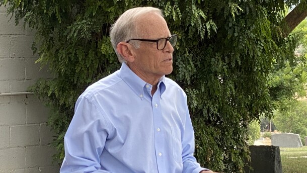 Pete Smith, a Ramona resident and member of the San Diego County Audit Committee, visits the Nuevo Memory Gardens, a 10-acre cemetery that opened in 1893. August 2023.