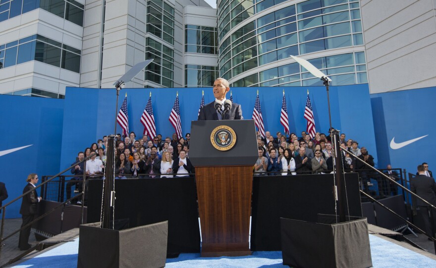 President Barack Obama spoke at Nike headquarters in Beaverton, Ore. on Friday.