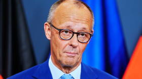 German Chancellor Friedrich Merz speaks to media at the Christian Democratic Union party headquarters in Berlin, Germany, Sunday, Sept. 20, 2026.