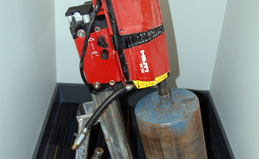 A photo issued by Britain's Metropolitan Police shows a heavy drill used by thieves during the Hatton Garden Safe Deposit company raid.