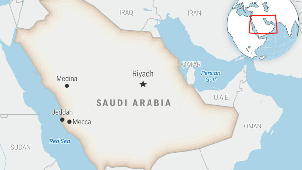 This is a locator map for Saudi Arabia with its capital, Riyadh.