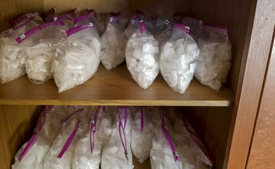 Evidence seized from a drug trafficking operation in central California in early 2020 included methamphetamine and fentanyl with a street value of $1.5 million, authorities said.