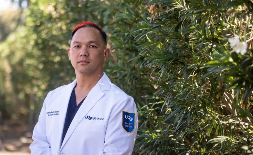 Dr. Kenny Banh, director of the mobile health unit for UCSF-Fresno, at a health fair at Harris Ranch in Coalinga on Oct. 18, 2025.