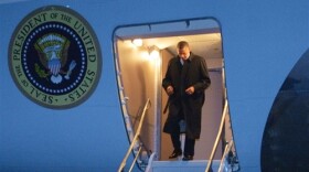 President Obama steps off Air Force One May 1 upon arrival at Bagram Air Field in Afghanistan. 