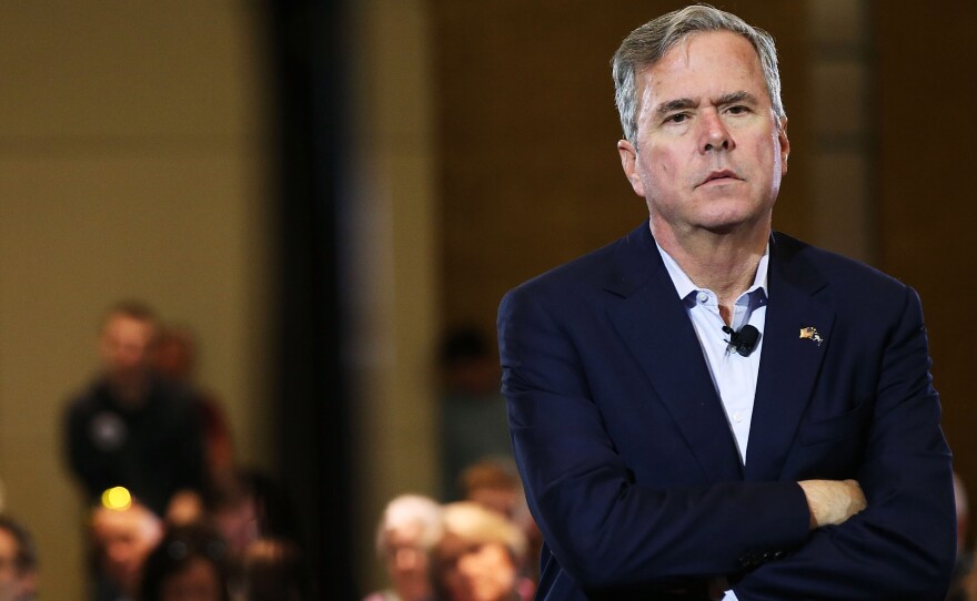 Jeb Bush speaks to an audience of voters on Feb. 18 in Columbia, S.C. Bush dropped out of the GOP presidential race two days later, after finishing a distant fourth in the state's primary.